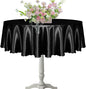 KKJIAF 1 Pack 60 Inch / 5ft Round Table Cloth, Black Overlay Round Satin Table Cover, Silky Satin Dining Tablecloths for Wedding Buffet Parties Banquet Decoration