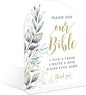 Acrylic Wedding Signs, Greenery Theme Please Sign Our Bible, Wedding Reception Signage, Bridal Shower Table Decor with Stand, Engagement, Anniversary, Newlywed Events and Parties Supplies, 11