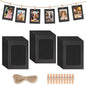 100 Pack Paper Picture Frames, 4x6 Inch Photo Strip Frame Hanging Photo Display Banner, Black Photo Holder with Wooden Clips and String for Wall Decor and Party Supplies