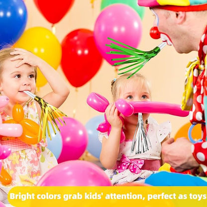 24 Pack Metallic Fringe Party Blowers - Kids Party Noise Makers,Party Blowers for Kids,Horns & Whistles for Graduations,Weddings,Birthdays,Family Gatherings and Sporting Events
