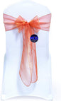 MDS Pack of 200 PCS Organza Chair Sashes Wider Dining Chair Bows Ribbon Tie Back for Wedding Party Birthday Bridal Shower Reception Event Banquet Home Chair Cover Decoration - Brunt Orange