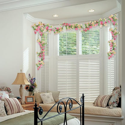 Silk Flower Garland Pink Wildflower Garland with Artificial Sunflower Daisy 6.5Ft Fake Hanging Vines for Party Wall Home Party Backdrop Wedding Indoor Baby Shower Decorations