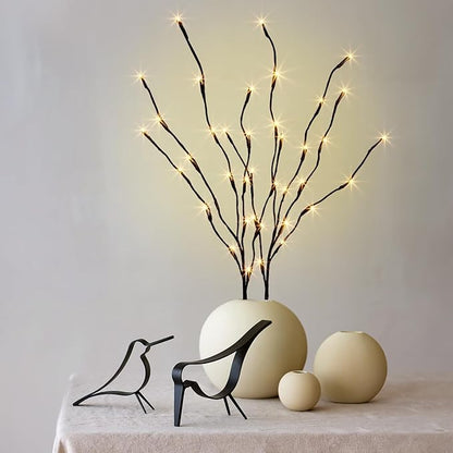 PEIDUO Lighted Branch, 30Inch 2PK 40 LED Pathway Lights, Battery Operate with Timer, for Christmas Decorations Indoor Outdoor Room Apartment Stake Lights for Lawn
