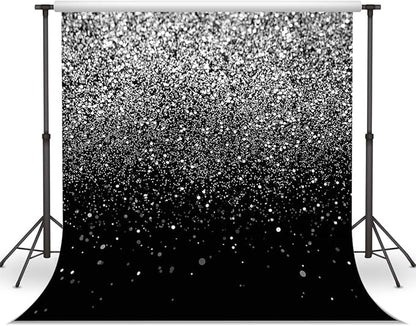 WOLADA Black and Silver Backdrop Silver Glitter Backdrop for Photography Wedding Birthday Baby Shower Party Photo Studio 10x10FT FW18