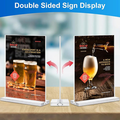 Acrylic Sign Holder 5x7 Inches 24 Pack, Double Sided Clear Display Stand Table Top Sign Paper Holder, Vertical Menu Flyer Holder, Plastic Sign Frame for Stores, Restaurants, Hotels, Office