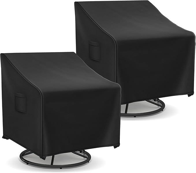 Outdoor Swivel Chair Covers Waterproof, Outdoor Rocking Chair Covers 2 Pack, Patio Chair Covers for Outdoor Furniture Fits up to 31.5W x 33.5D x 36H inches, Black