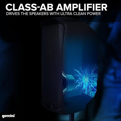 Gemini 15” 2000W Bluetooth PA Speaker with TWS Link, USB/SD/FM, XLR/RCA/AUX Inputs, Dual Mic & Guitar Inputs, EQ Control, Pro Sound System for DJs, Gigs, Events & Mobile Setups (AS-2115BT)