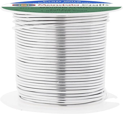 Mandala Crafts 16 Gauge Anodized Aluminum Craft Wire for Jewelry Making - 100 FT Colored Flexible Silver Tone Wire - Bendable for Bonsai Armature Crafting Sculpting