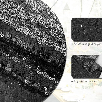 Eternal Beauty Black Table Runner for Wedding, 5PCS-12x108 Sequin Table Runner Decorations for Birthday Parties, Banquets, Graduations,Christmas