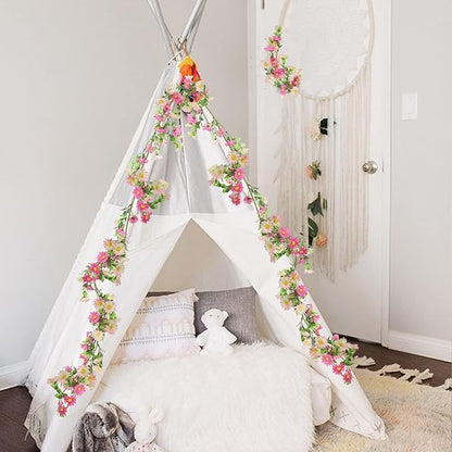 Silk Flower Garland Pink Wildflower Garland with Artificial Sunflower Daisy 6.5Ft Fake Hanging Vines for Party Wall Home Party Backdrop Wedding Indoor Baby Shower Decorations