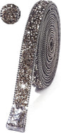 Rhinestone Ribbon 3 Yards Self Adhesive Rhinestone Strips Diamond Ribbon Sticker Crystal Roll Glitter Bling Rhinestones Tape for Crafting DIY Art Decoration (Jet Hematite,0.6 Inch)