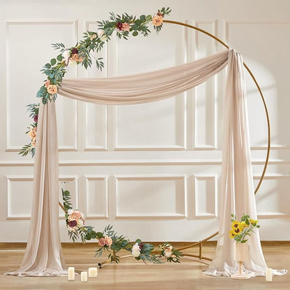 30" x 20Ft Wedding Arch Draping Fabric, 1 Panel Dark Champagne Sheer Curtain Drapes Extra Wide & Long Backdrop Curtains for Wedding Arch Ceremony Birthday Party Decorations