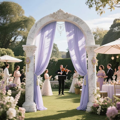 Wedding Arch Draping Fabric 29" x 18 FT Lavender Sheer Chiffon Outdoor Curtain Drapes for Wedding Birthday Party Ceremony Decor(1 Panel, Lavender)