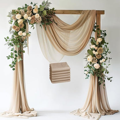Wokceer Nude 6 Panels 28.7" x 20FT Sheer Fabric Drapes Backdrop Arch Draping Fabric for Wedding Ceremony Birthday Party Bridal Shower Decoration
