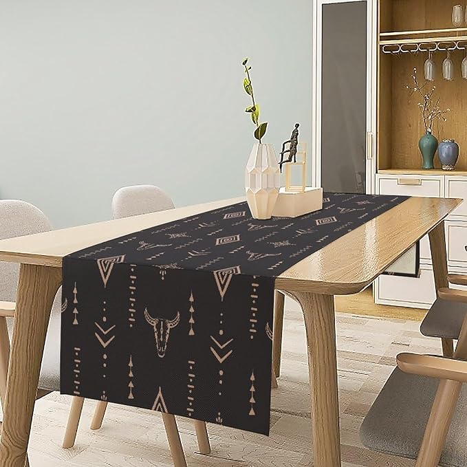 Aztec Table Runner Southwest Native Navajo Tribe Geometric Vintage Country Dinner Table Decoration Table Runner 13x108 Inch