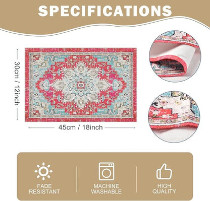 Snycler Table Runner Boho Table Runners Vintage Elegant Farmhouse Table Center Linen Decor for Home Dining Party Entrance (12x18 Inch ,Set of 4) Boho-Pink