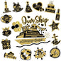 50th Anniversary Cruise Door Magnets Decorations, Gold Black Happy 50th Anniversary Cruise Ship Door Decor Magnetic for Married in 1975 Men Women Wedding Party Refrigerator Fridge Car Kitchen Garage