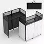 LUCKUP Portable DJ Booth 41"L x 20"W DJ Facade with White & Black Scrim, Foldable DJ Table Station with Adjustable Feet for Party, Black Metal Frame
