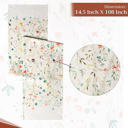 Maison d' Hermine Table Runner 100% Cotton Double Layer Table Runners 108 inches Long Decorative for Home Kitchen Dining Party Baby Shower Wedding Bridal Shower Spring Summer (Colmar, 14.50" x 108")