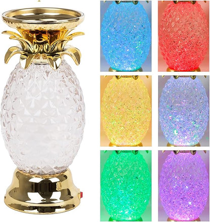 YAKii 9.5" Pineapple LED Color Changing Shine Lamp,Swirling Water Waves Lamp Kid Safe Battery/USB Cable Operated,Table Lamp Candle Holder Table Decoration Gold