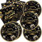 40pcs Happy Retirement Party Supplies Decorations Set, Black Gold Happy Retirement Plates and Napkins for Men and Women, Suitable for 20 Guests