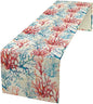 Blue Beach Table Runner, Tropical Ocean Coast Table Runner, Seashell Seasonal Nautical Restaurant Coffee Table Decorations for Home Holiday Party Indoor Outdoor 13x36 Inch