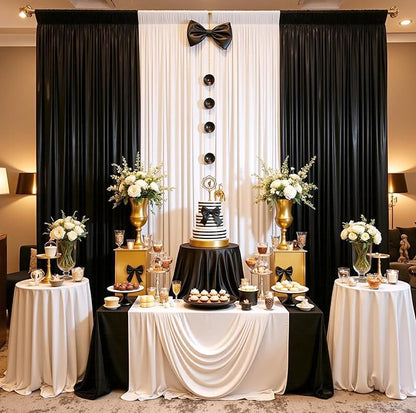 20ftx10ft Black Sequin Backdrop Curtain for Parties, Wrinkle Free Thick Glitter Sparkle Photo Backdrop Drapes 4 Panels 5x10FT Shimmer Back Drop Cloth for Wedding Birthday Halloween Background