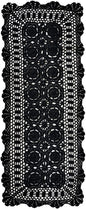 Phantomon Lace Table Runner Rectangular Table Cover Cloth Handmade Crochet Floral Placemats 100% Cotton (Floral Black, 15x39Inch)