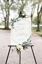 Personalized Wedding Welcome Sign, Greenery Modern Wedding Sign Signage 12" X 18" (Small), 27" (Medium), 36" (Large), Plastic, Modern, Pole Mount, Weather