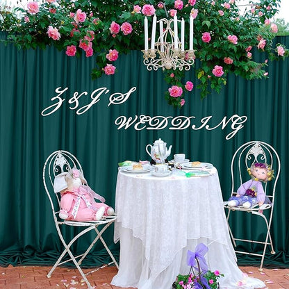 MEETSKY 10ft x 10ft Hunter Green Backdrop Curtains for Parties Wedding Curtain Rod Pocket Dark Green Photo Backdrop Sliding Drapes Backdrop Curtains for Photography, 5ft x 10ft, 2 Panels