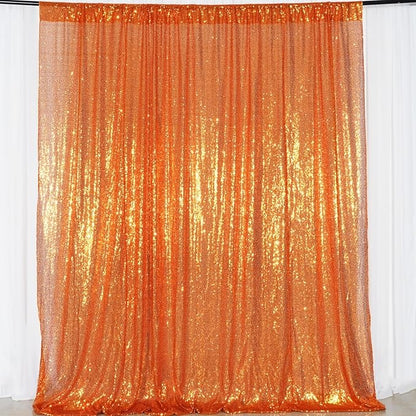 Poise3EHome Orange Sequin Backdrop, 10Ft x 10Ft Glitter Photography Background Curtains for Halloween Party Wedding Birthday Christmas Thanksgiving Decoration