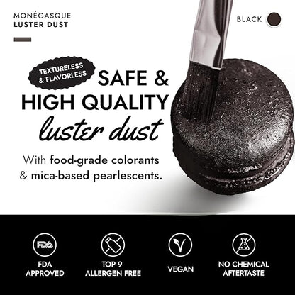 MONÉGASQUE Black Edible Glitter for Drinks 15g – Black Edible Glitter for Cakes & Cocktails – Halloween Sprinkles Luster Dust for Drinks, Cake, Cocktail, Cupcakes – Drink Shimmer – Spray Cakes Powder