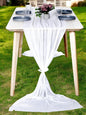 MDS 15 Pack 10ft Chiffon Table Runner 29 x 120 Inches Sheer Wedding Runner Romantic Rustic Table Runner for Wedding Decorations, Birthday Parties, Bridal Shower Party Arch Decor - White