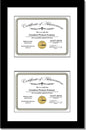 Creative Picture Frames 10X16Bk-W Black Vertical Double Diploma Frame With 2 Opening White Matting | Holds 2-6X8-Inch Documents With Installed Wall Hanger