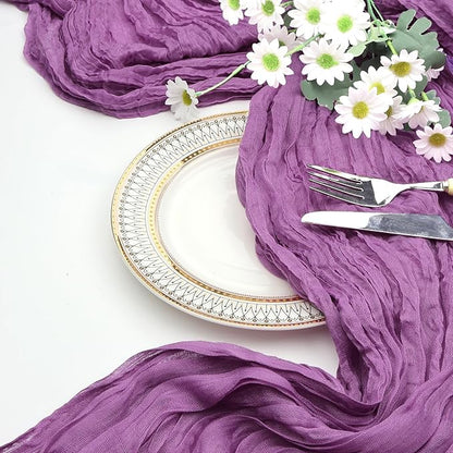 6 Pack Purple Cheesecloth Fall Table Runner 10ft Boho Gauze Fabric Cheese Cloth Table Runner 35 x 120 Inch Rustic Sheer Runner For Romantic Wedding Decor Baby Shower Party Table Centerpiece Decoration