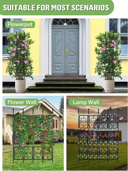 4 Sets Garden Trellis for Climbing Plants, Kalolary 5.5FT Plastic Love Screen Plant Trellis Frame for Potted Plants Rustproof Thicken Cucumber Trellis Stand for Vines Flowers Vegetable Indoor Outdoor