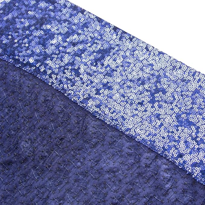 SquarePie Sequin Backdrop Not See Through Thick Background for Glitter Curtain Party 4FT x 8FT Navy Blue