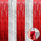 4 Pack Silver Red Foil Fringe Curtain Backdrop, 3.28Ft x 8.2Ft Metallic Tinsel Foil Fringe Streamers Curtains for Photo Booth, Wedding, Circus Welcome Carnival Birthday Party Decoration