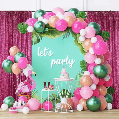 Sugargirl Fuchsia Sequin Backdrop Curtain 2 Panels 2FTx8FT Glitter Fuchsia Background Drapes Sparkle Photography Backdrop for Party Wedding Birthday Wall Decoration