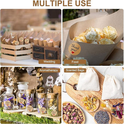 PATIKIL Dried Flower Confetti Cones, 30Pcs Paper Tapers Cone Holder with Dried Rose Petals / Sticker for Wedding Party Engagement Birthday DIY Decoration, Red/Purple