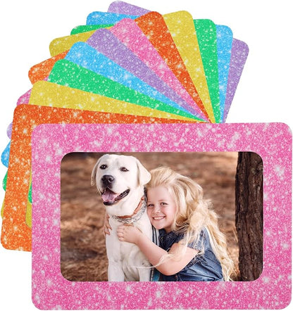 ANPHSIN 12Pcs Magnetic Picture Frame for 4x6in Photo - Cute Magnets Frames Fridge Decor Gifts for Girls Women, Home Refrigerator, Back to School Locker, Classroom Decorations Supplies, Shiny Dots