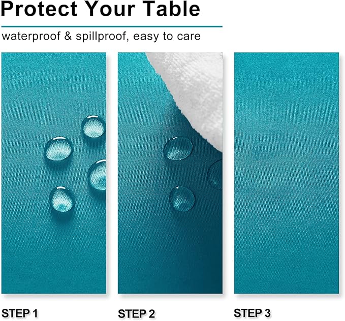 Hiasan 2 Pieces Turquoise Square Tablecloth - Water Resistant and Spillproof Dining Room Washable Fabric Table Cloth for Dining Room, Polyester, 30 x 30 Inch