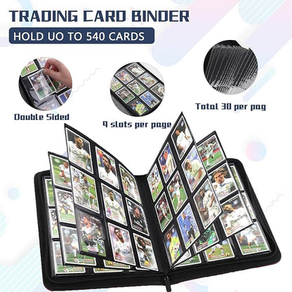 9 Pocket Card Binder,540 Pocket Trading Card Binders,Loading Pocket Collectible Card Album for MTG, TCG, Sport Card, Game Cards Navy Blue