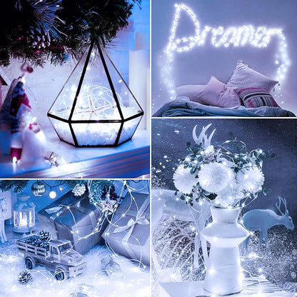 Minetom 6 Pack Fairy Lights Battery Operated String Lights - 7ft 20 LED Waterproof Silver Wire Firefly Lights Waterproof for DIY Crafts Wedding Décor Table Mason Jars Party, White