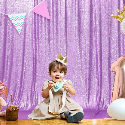 SquarePie Sequin Backdrop Less Transparent Background Sparkly Curtain for Wedding Party 7FT x 7FT Lavender