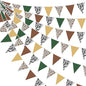 32Ft Jungle Safari Party Decorations Sage Green Brown Wild Animal Leopard Zebra Print Triangle Flag Fabric Banner Pennant Garland Streamers for Cheetah Birthday Baby Shower Party Decor Supplies