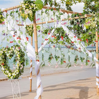 Yunlly 4 Pcs Artificial Flowers Hanging Decoration 6ft Faux Wildflower Vines Backdrop Floral Garlands Flower Vines for Wedding Party Background Birthday Home Birthday Garden Wall Arch Decor