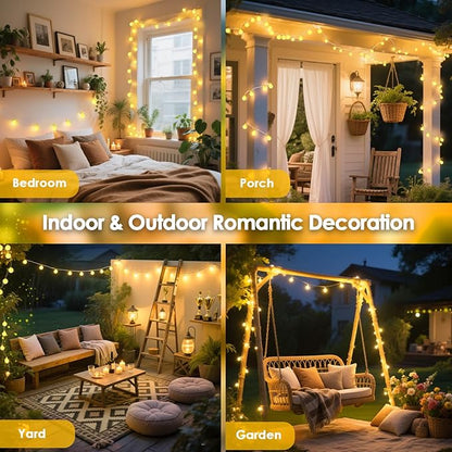 LORRYTE Connectable 43FT 100LED Globe String Lights | 8 Modes Warm White Christmas String Lights Plug in with Remote | Hanging Fairy Light for Indoor Outdoor Bedroom Party Christmas Tree Decor