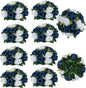 BLOSMON Navy Blue Flowers for Centerpieces: 10 Pcs Artificial Roses Flower Balls for Wedding Table - Fake Silk Kissing Bouquet Floral Arrangement for Home Party Event Decoration