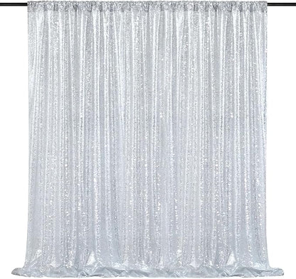 Silver Backdrop Curtains for Birthday - Glitter Party Photography Background 10ft x 10ft Wedding Christmas Home Decorations